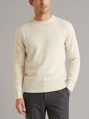 MUJI 100% Wool Crewneck Knit Sweater Cream Ivory- Size S